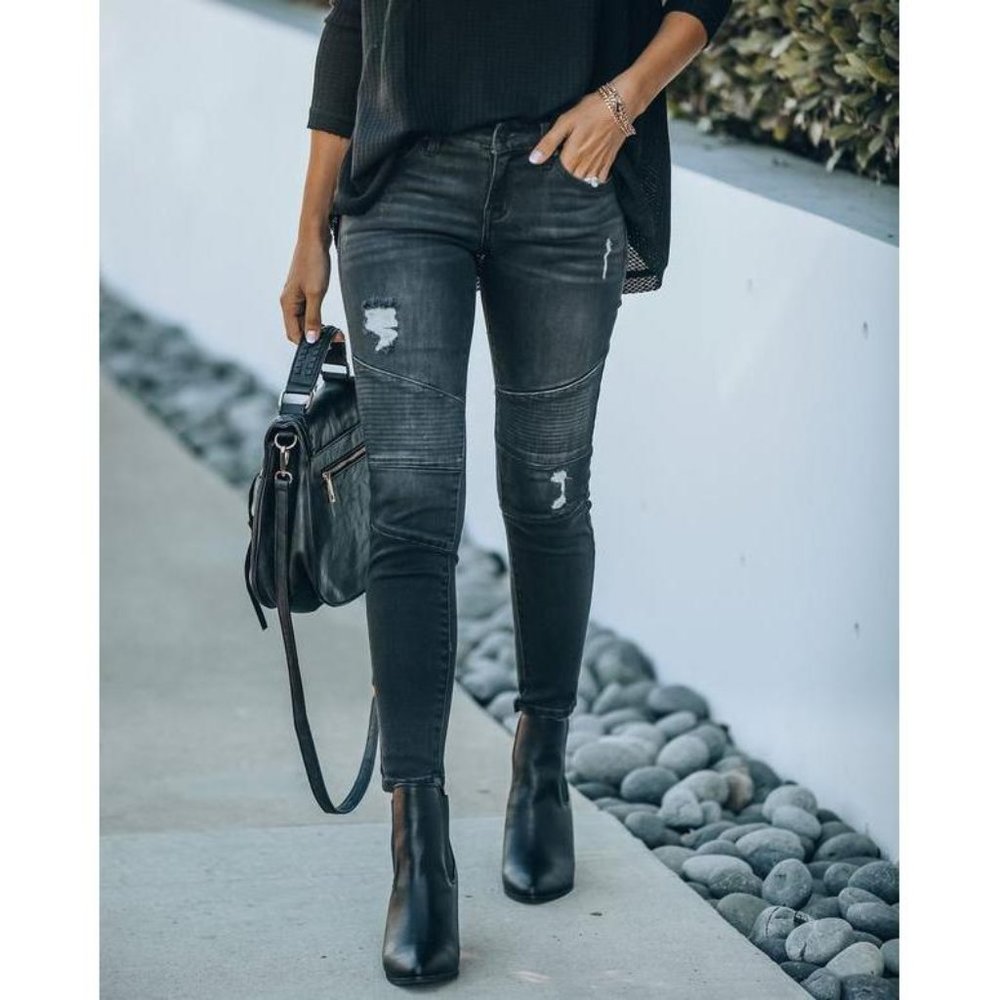 🔥HOST PICK🔥 CLEARANCE Justice Dark Gray Piped Frayed Skinny Jeans - Picture 1 of 7